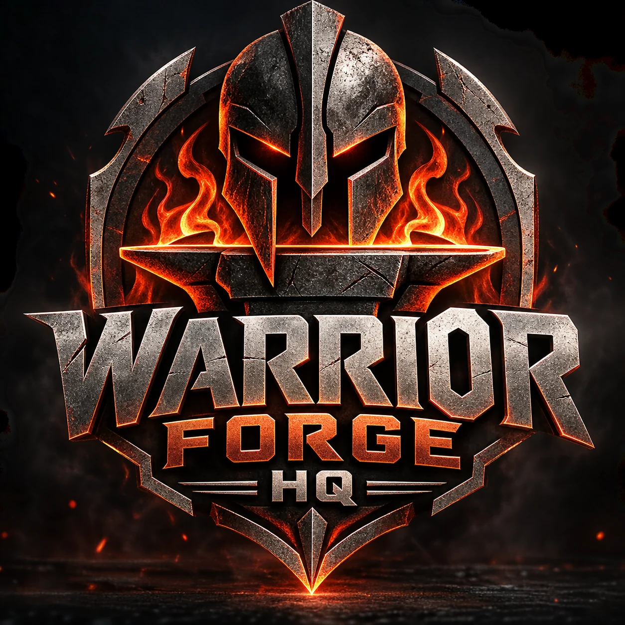 Warrior Forge HQ forged Spartan helmet and anvil emblem
